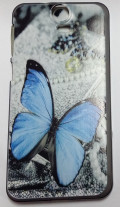 Силиконов гръб ТПУ за HTC ONE E9 plus / E9+ сив със синя пеперуда